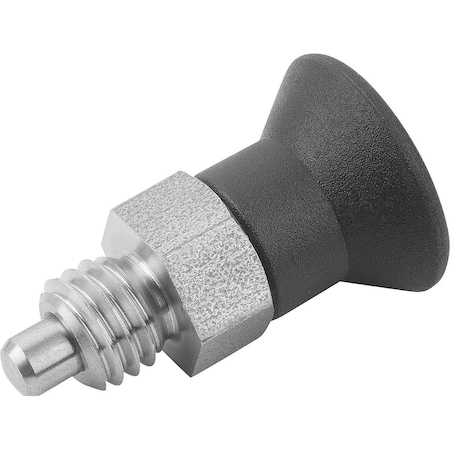 Indexing Plunger Eco Short Vers Size:2 D1=M12, D=6, Form:A, Stainless Not Hardened, Comp: Plastic
